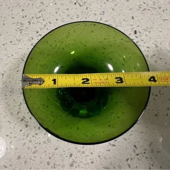 1960s ASEDA SWEDEN Green Glass Sherbet Dessert Footed Dish Mid Century Crystal - Picture 7 of 8